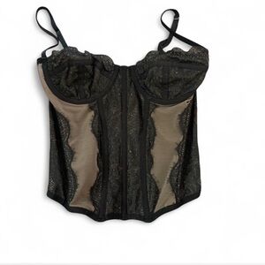Urban Outfitters Black and Tan Lace Bustier